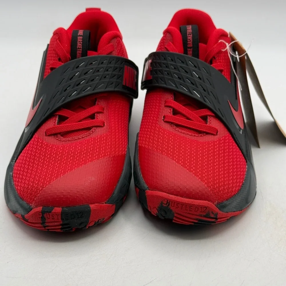 Nike Team Hustle D 12 Shoes Kids Size 2Y Red Black Basketball HF6280 602